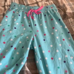 Blue polkadotted pajama pants